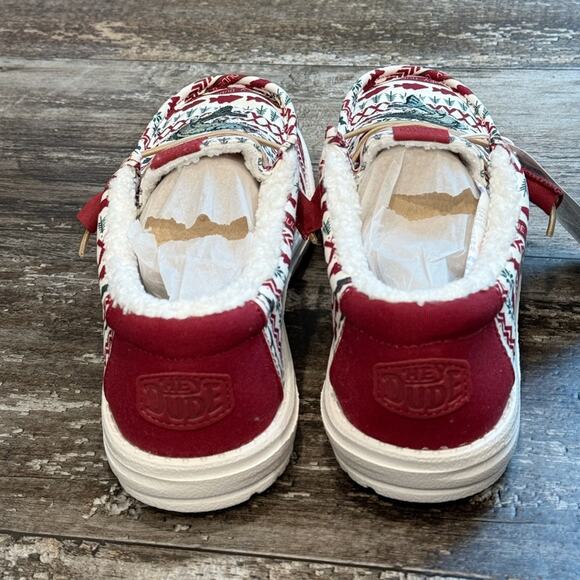 Hey Dude Shoes Mens Size 9 Wally Merry Fishmas Sweater Lace Up Loafers Comfy NEW - Picture 5 of 12